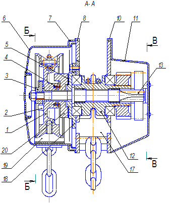 передвижная таль цепная шестеренная ТРШАп/ТРШБп схема