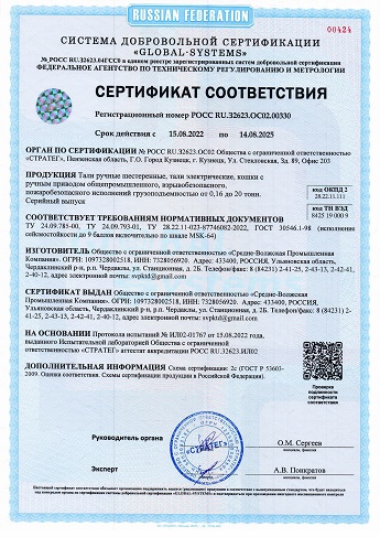 сертификат сейсмостойкость ТАЛИ